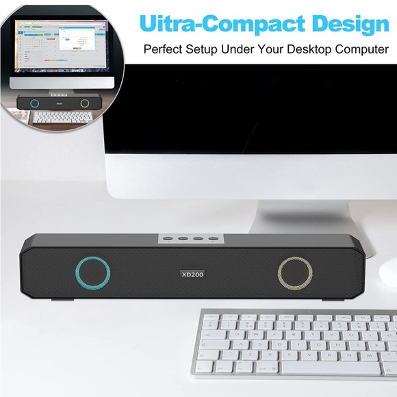 Portable Wireless Sound Bar, Home Mini Bluetooth Speaker with Multi-Color Lights - Picture 4 of 7